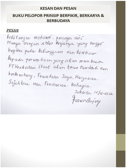 Contoh Pesan Dan Kesan Untuk Perusahaan Barisan Contoh