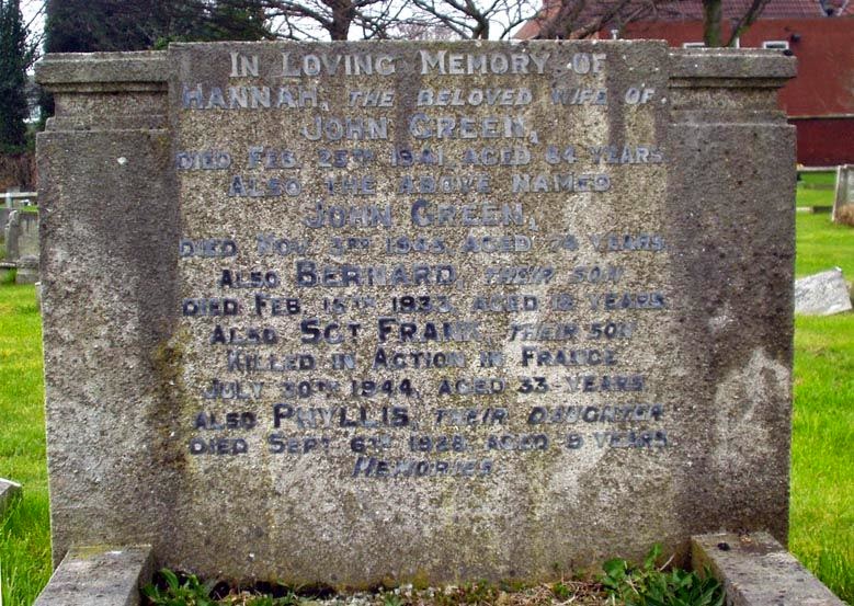 Barnsley & District War Memorial Gravestones Cudworth Cemetery Frank