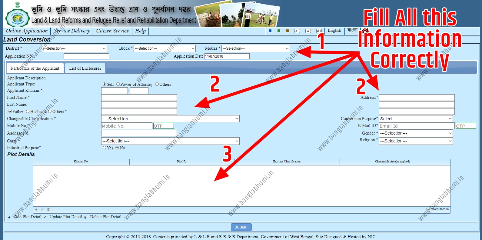 Online Conversion Application West Bengal Land & Land Reforms Department