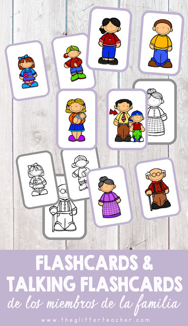 Vídeo de talking flash cards y tarjetas de vocabulario imprimibles de los miembros de la familia en inglés para educación infantil y educación primaria