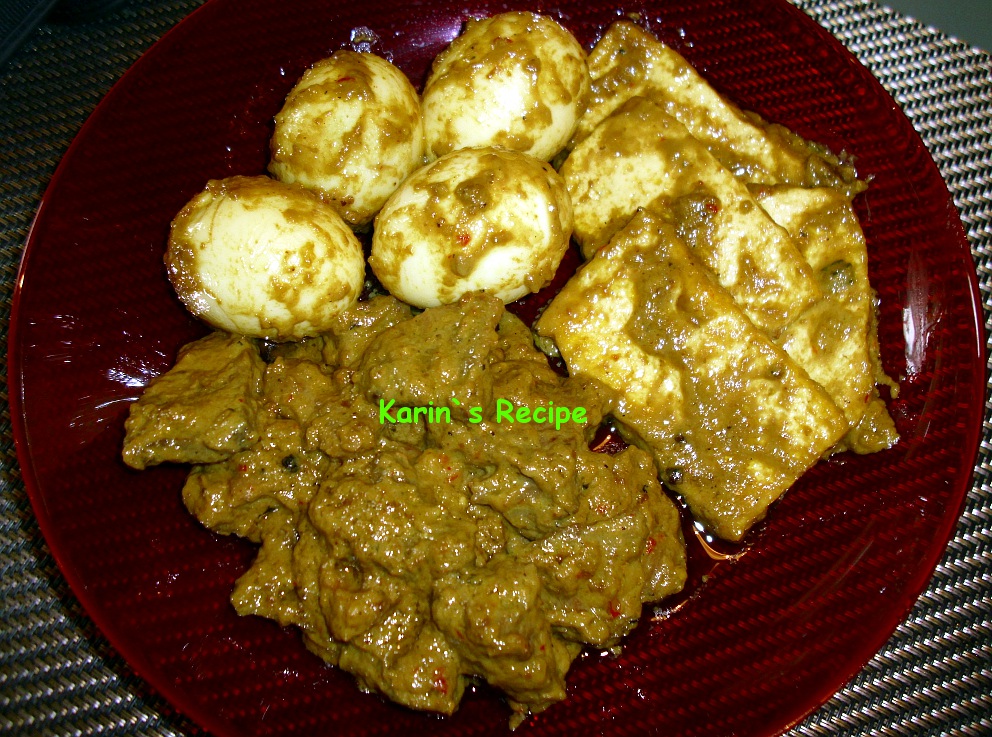 Karin's Recipe: Terik Daging, Tahu & Telur (Dried Beef, Tofu & Egg Curry)