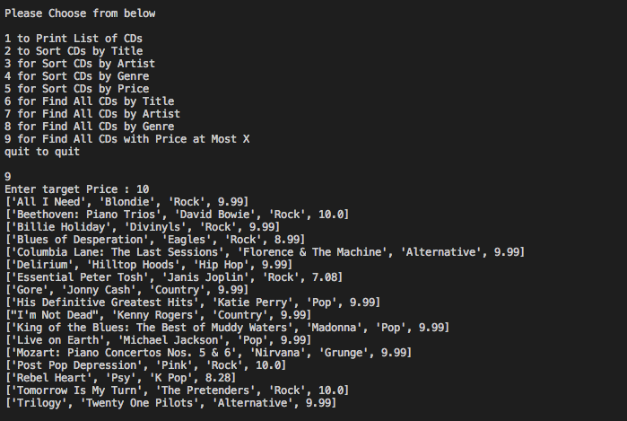 CD Store Management Python (Simple Approach) - PROGRAMMING
