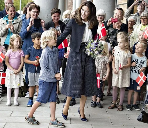 Crown Princess Mary attend the opening of the new school (Frederiksbjerg School) in Aarhus.