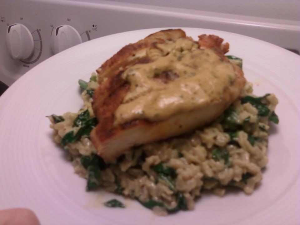 Food for Karen Dijon chicken with spinach and lemon rice