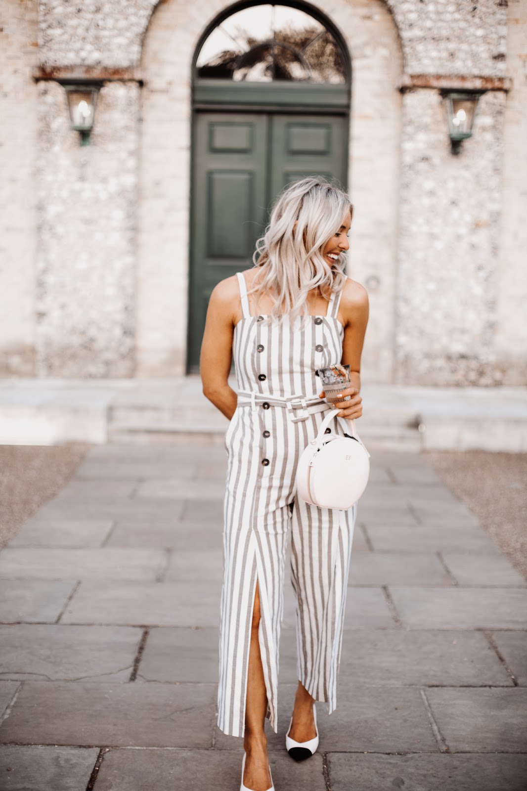 stripe grey jumpsuit