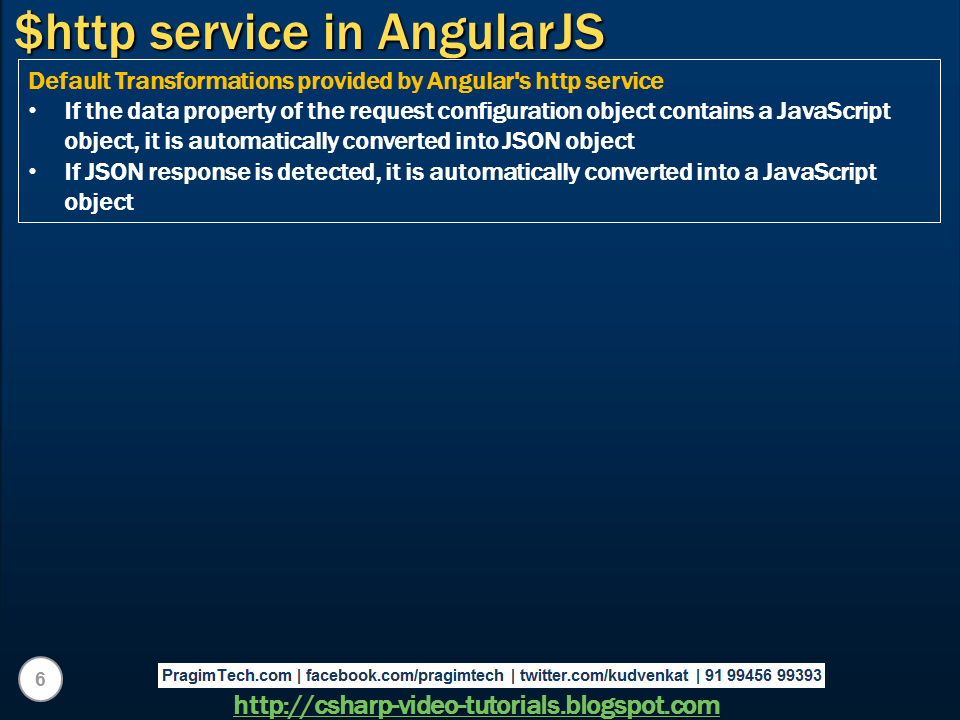 Sql server, .net and c# video tutorial: $http service in AngularJS