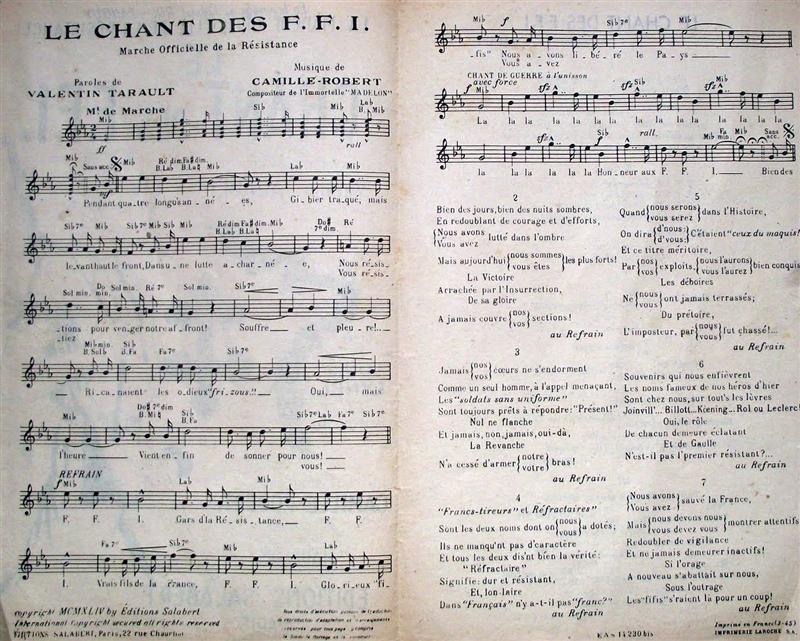 Le Chant Des Partisans Paroles à Imprimer