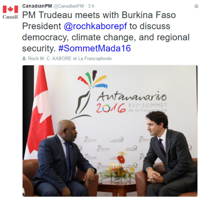 Le premier ministre canadien confond le président Azali au président du Burkina Faso