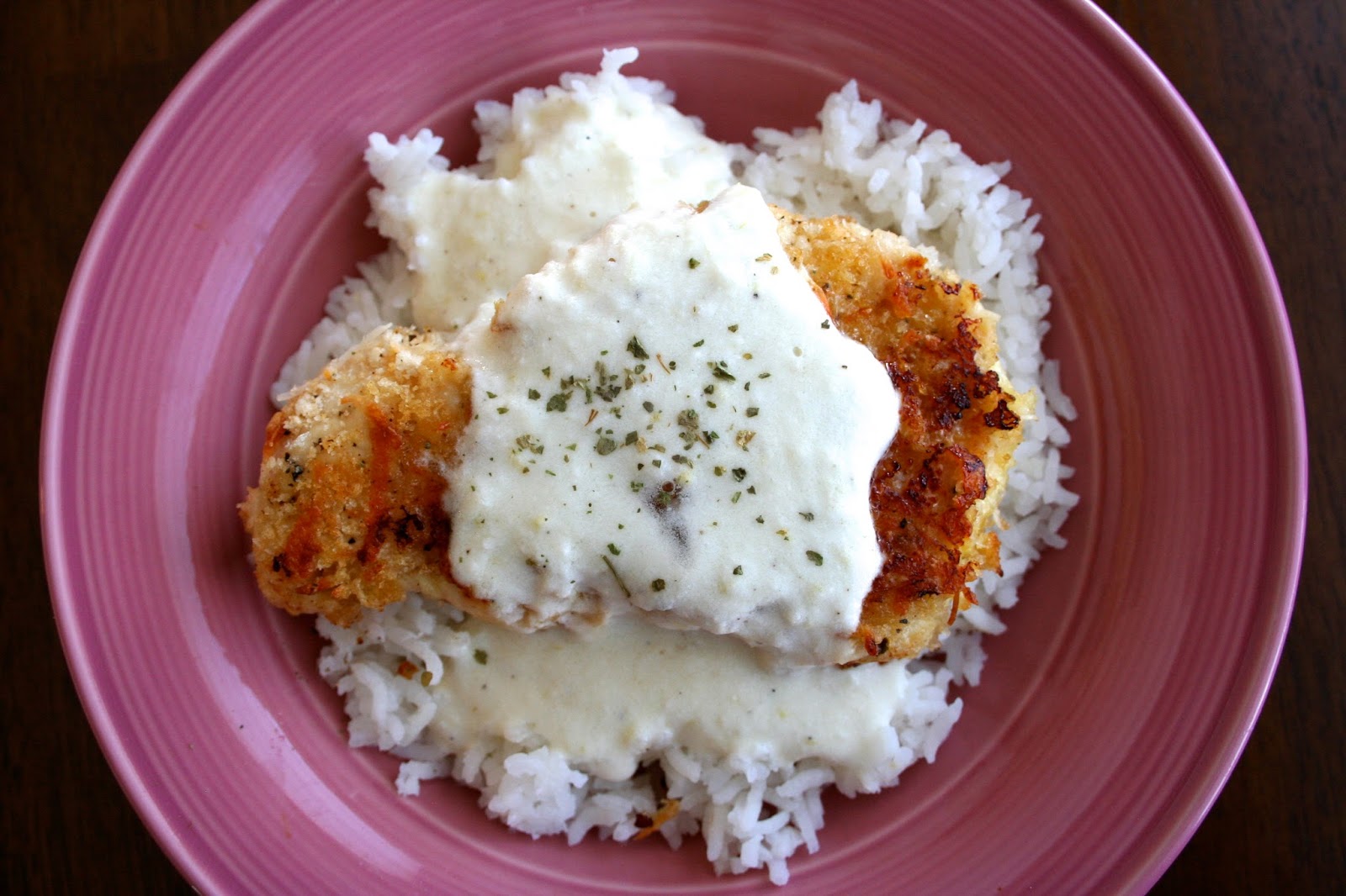 Panko Crusted Chicken with Lemon Alfredo Sauce