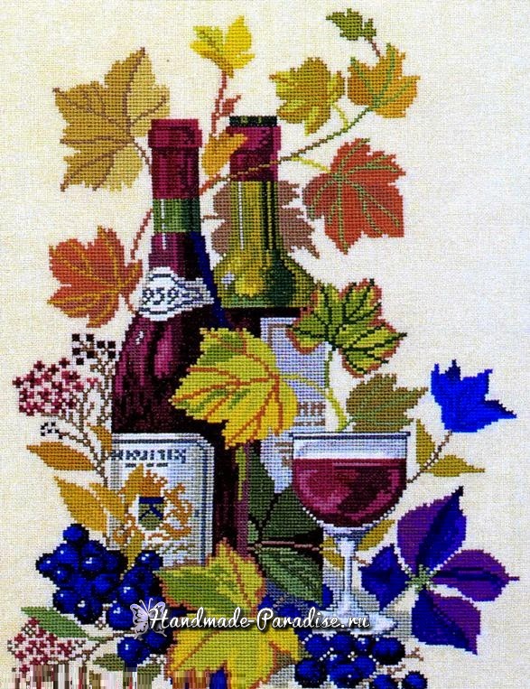 Вино и виноград. Схемы вышивки крестом