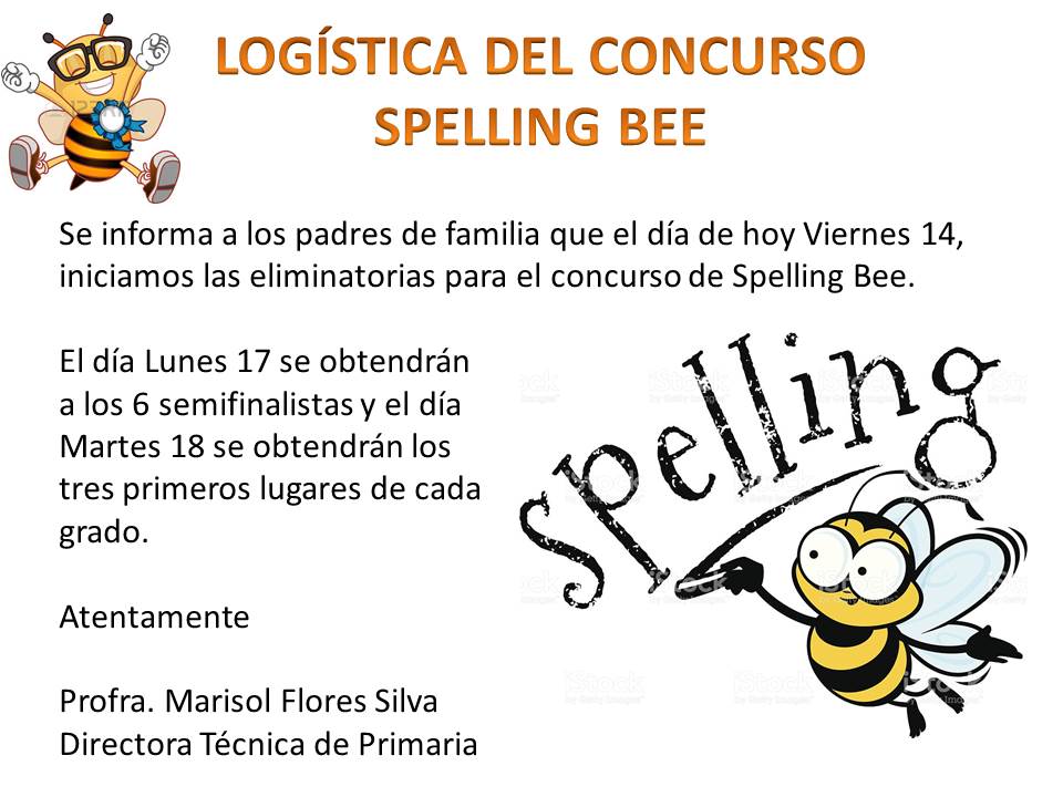 Instituto Juárez 3° Primaria Precisiones del concurso de spelling bee