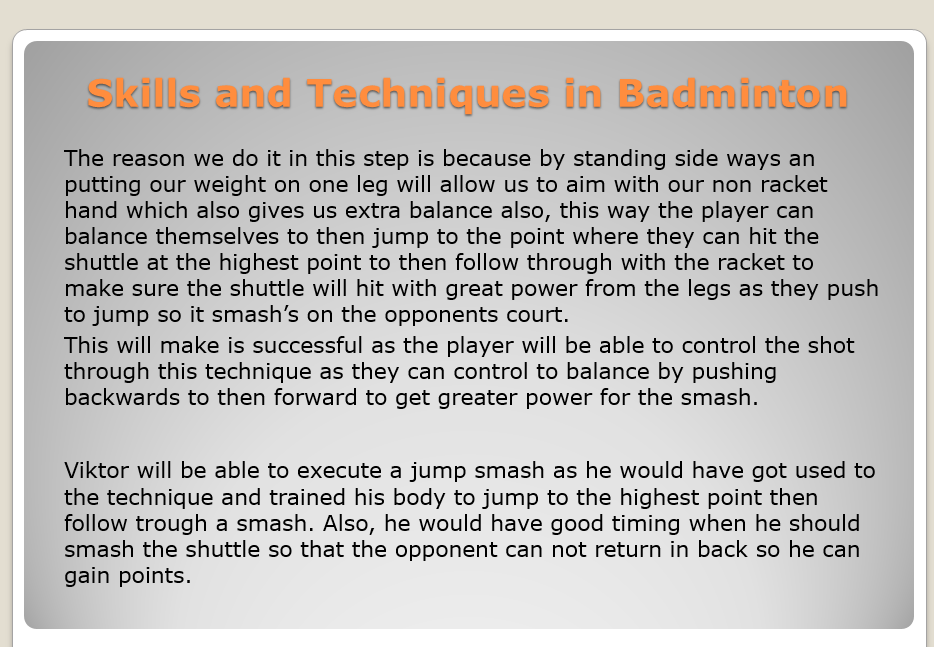 badminton skills, techniques and tactics