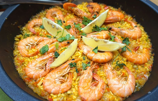 Arroz con langostinos.