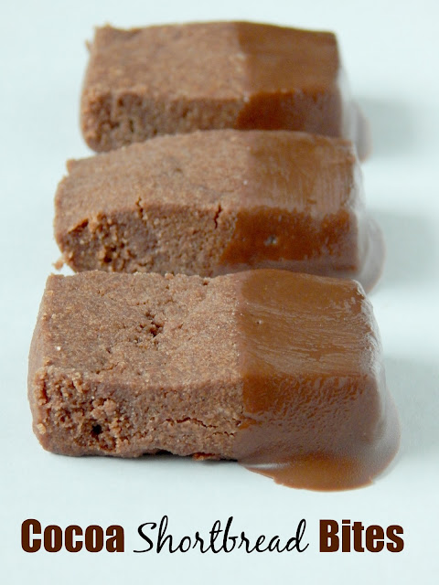 Cocoa Shortbread Bites...just 6 ingredients and this will be the hit of your holiday platter! (sweetandsavoryfood.com)