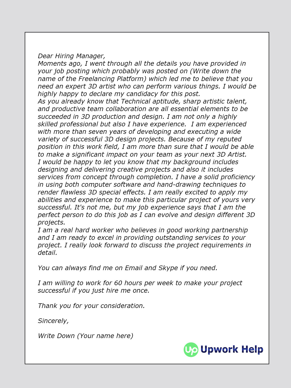cover letter sample for 3d modeling design and cad upwork help fiverr cover letter