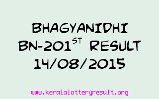 BHAGYANIDHI BN 201 Lottery Result 14-8-2015