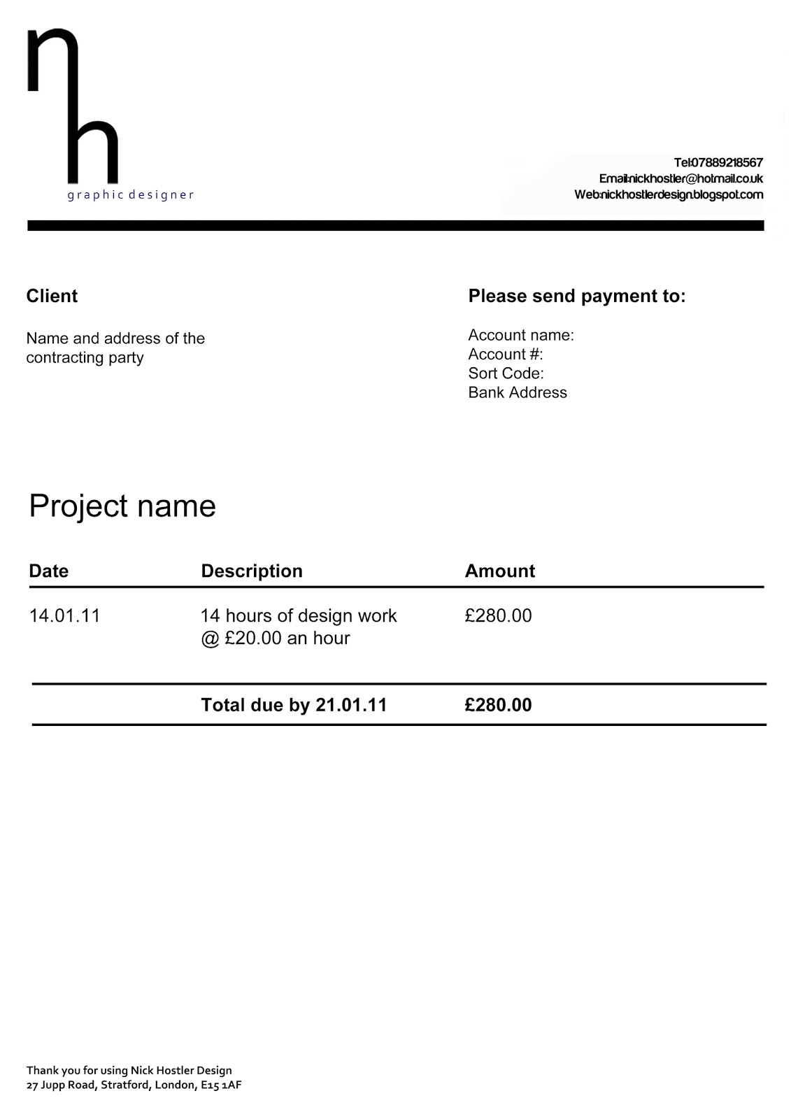 Written Invoice Template