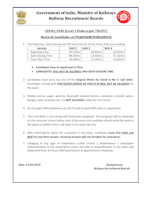 RRB Group D Examination : Important Instructions rrb-group-d-examination-important-instructions