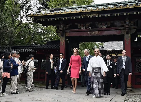 Belgian Royals visit Nezu Shrine in Tokyo, Japan. Queen Mathilde and King Philippe