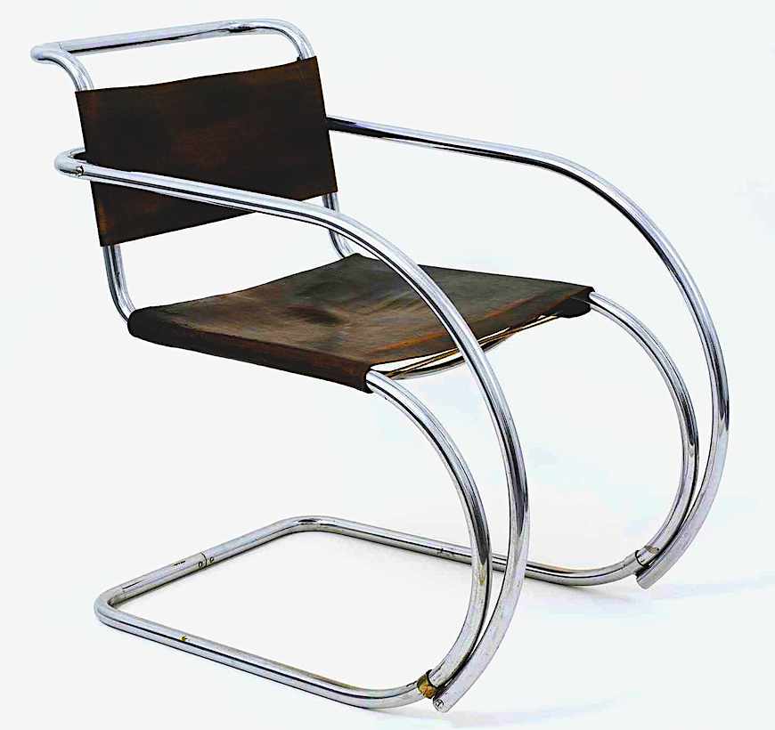 Mies van der Rohe 1928 a color photograph of A 1928 chair by architect Mies van der Rohe
