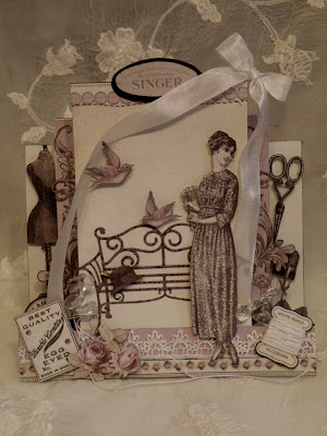 annes papercreations: Almas sewing room . Pion design step card