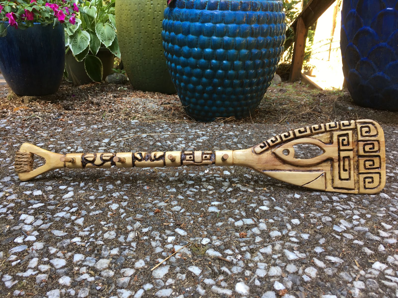 An oar for my wife to hang her tiki necklaces from.