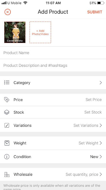 Shopee product details