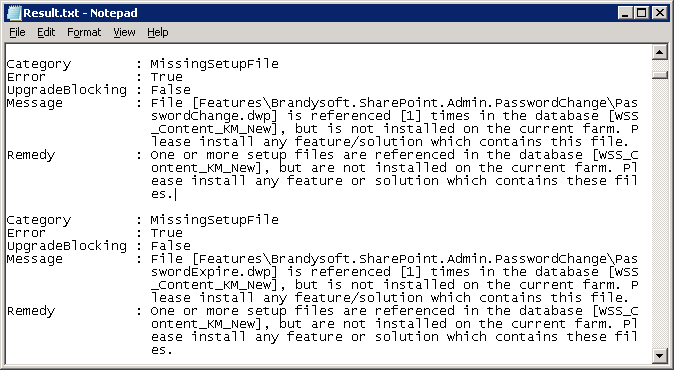 fix sharepoint test-spcontentdatabase missingsetupfile error