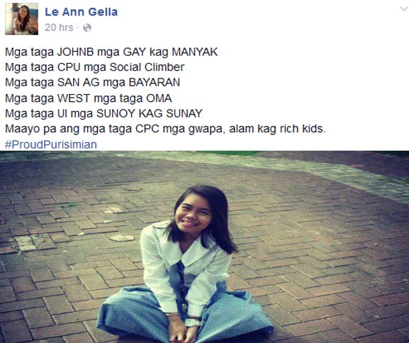 Le Ann Gellas Poser used Foul Words against Iloilo Students