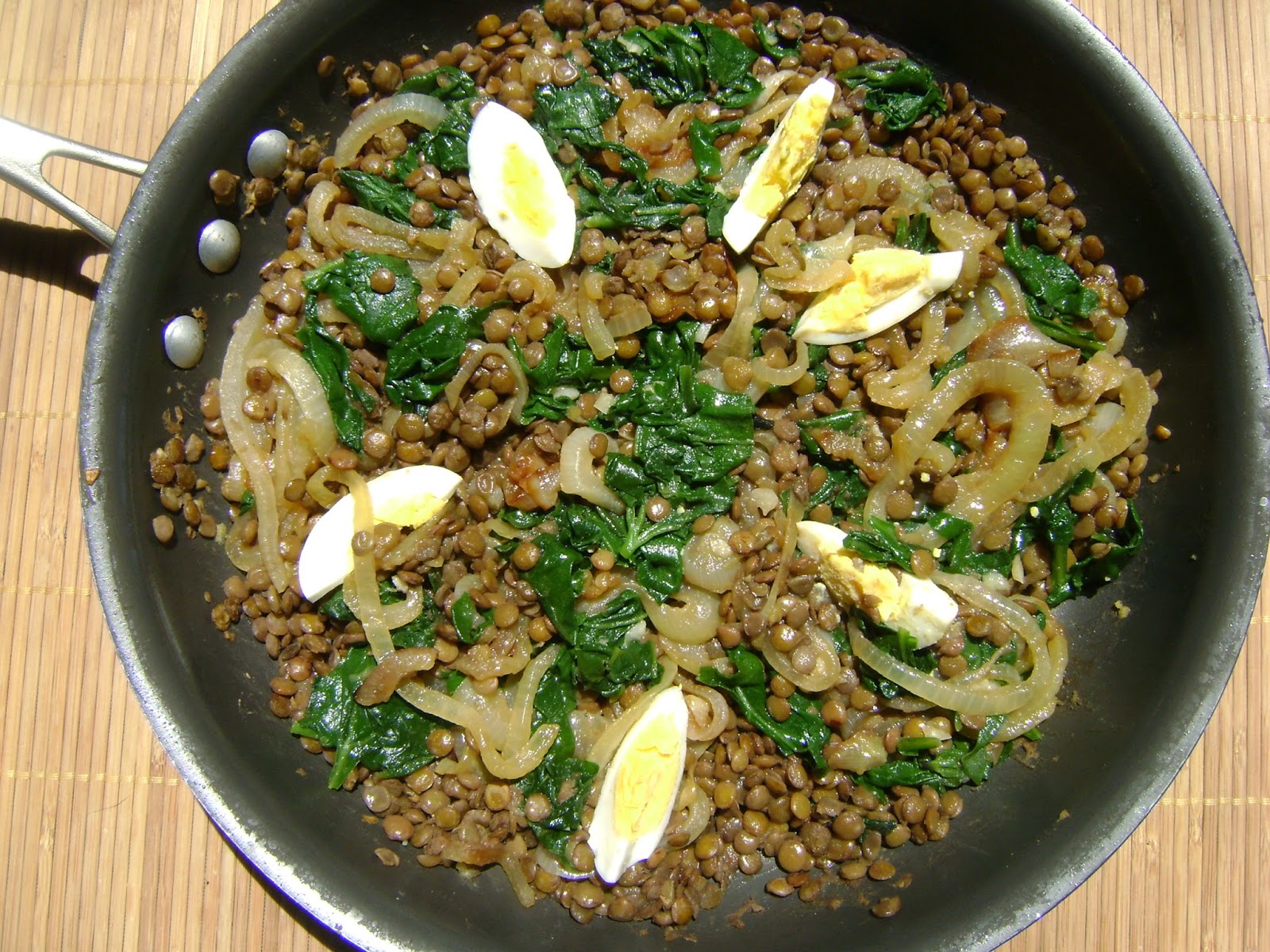 Green Lentils, Spinach and A Hard Boiled Egg mysavoryspoon