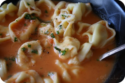 Tomato Garlic Soup w/ Cheese Tortellini