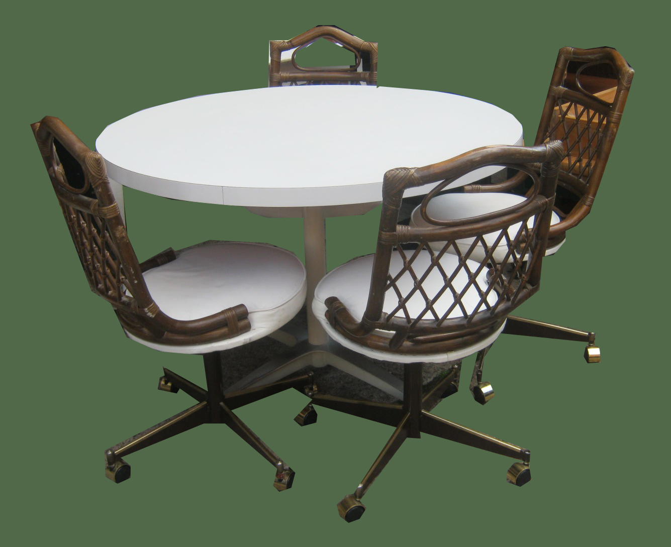 Uhuru Furniture & Collectibles: Vintage Dining Table w/4 Rattan Chairs-SOLD