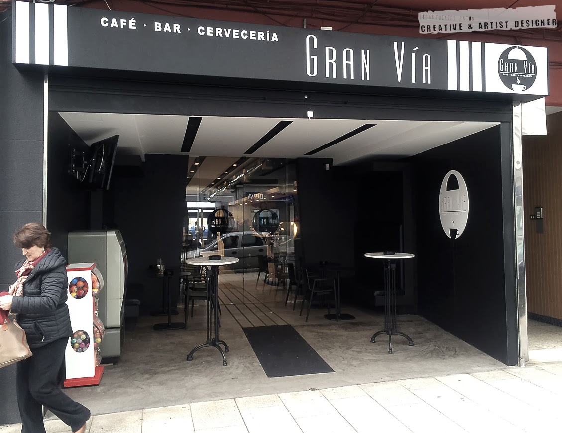 Proyecto de Interiosrismo Cafetería Gran Vía. (Fachada). Proyecto de Interiosrismo Cafetería Gran Vía. (Fachada).
