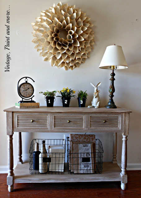 Spring decor done with vintage and recyled dollar store items