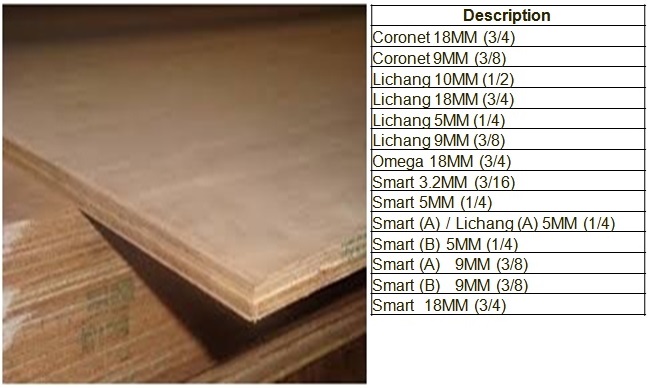 construction material supplier plywood sizes chart philippines