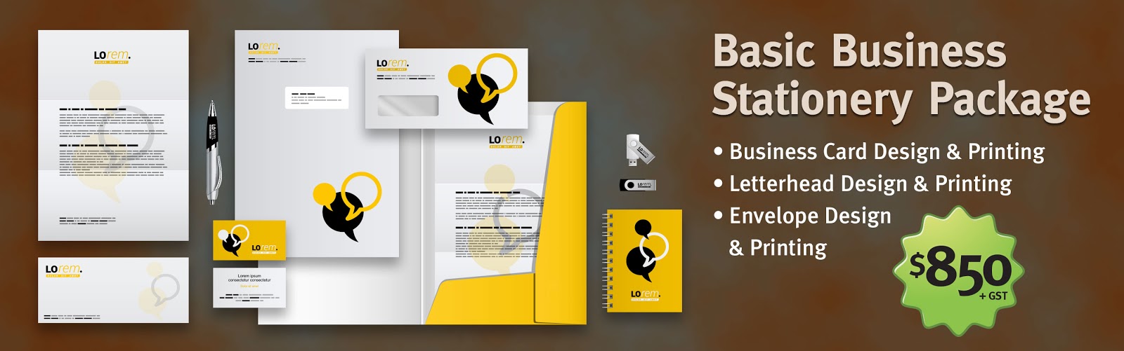 custom stationery packages design