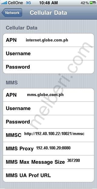 Globe APN Settings for iPhone ipad