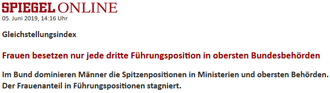 Gleichstellungsindex: Frauen besetzen nur jede dritte Führungsposition in obersten Bundesbehörden Gleichstellungsindex: Frauen besetzen nur jede dritte Führungsposition in obersten Bundesbehörden