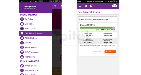 sisa kuota di aplikasi AXIS net sisa kuota di aplikasi AXIS net