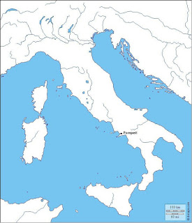 map of Italy with Pompeii labeled