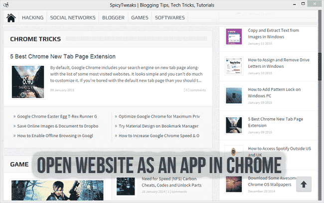 Open Website as an App in Chrome Open Website as an App in Chrome