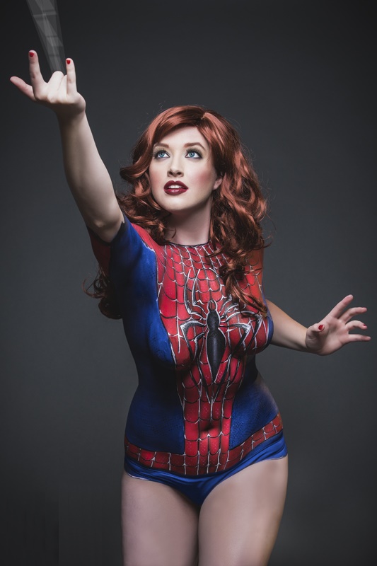salt lick driftwwod lady sexing man in spiderman body paint