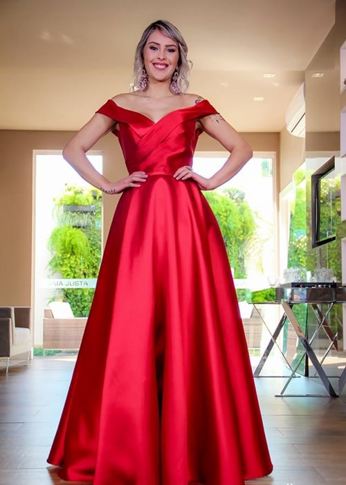 vestido de madrinha vermelho ferrari