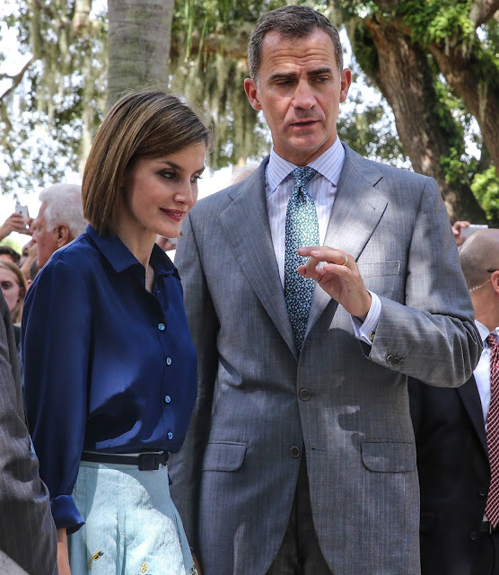Queen Letizia and King Felipe VI of Spain visit Castillo San Marcos during the 450th St Augustine anniversary 