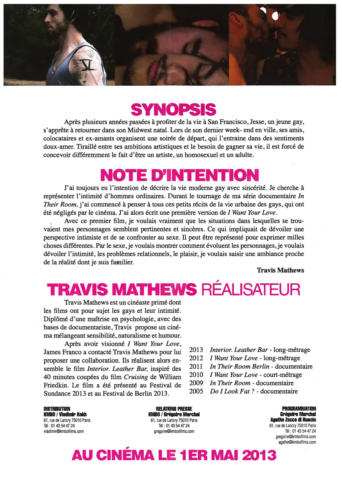 Cyclo Blog ‘I want your love’, film américain de Travis Mathews, 2012, sortie le 1er mai 2013