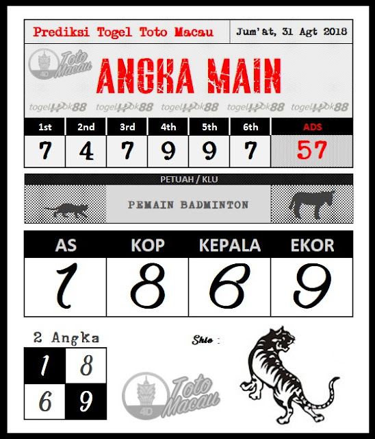 PREDIKSI TOTO MACAU POOLS 31 AGUSTUS 2018 Prediksi Togel