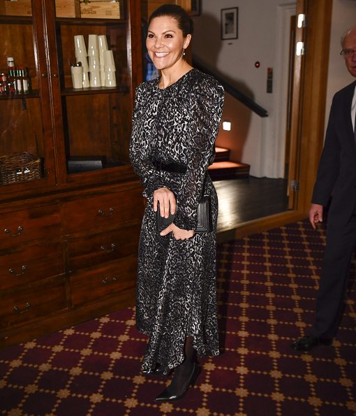 Crown Princess Victoria wore a leopard print dress by Valerie Stockholm