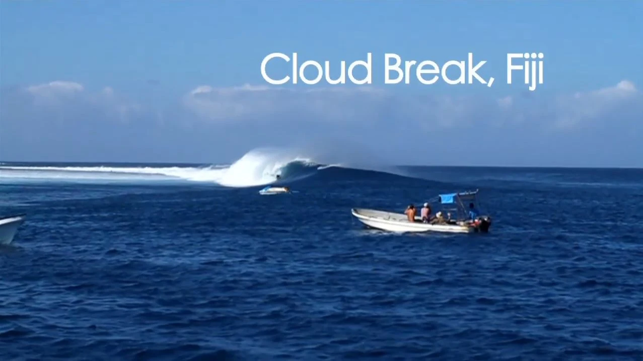 Cloudbreak, Tavarua, Fiji. Bigest swell in 20 years. Dean Bowen, Scardy, Nick Vasicek and Mikey Brennan
