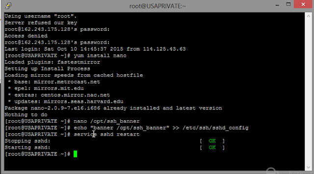 Membuat Banner Login VPS CentOS di Putty, Tutorial Membuat Banner Login OpenSSH VPS CentOS di Putty, Login OpenSSH VPS CentOS di Putty, membuat banner pada saat login VPS di Putty