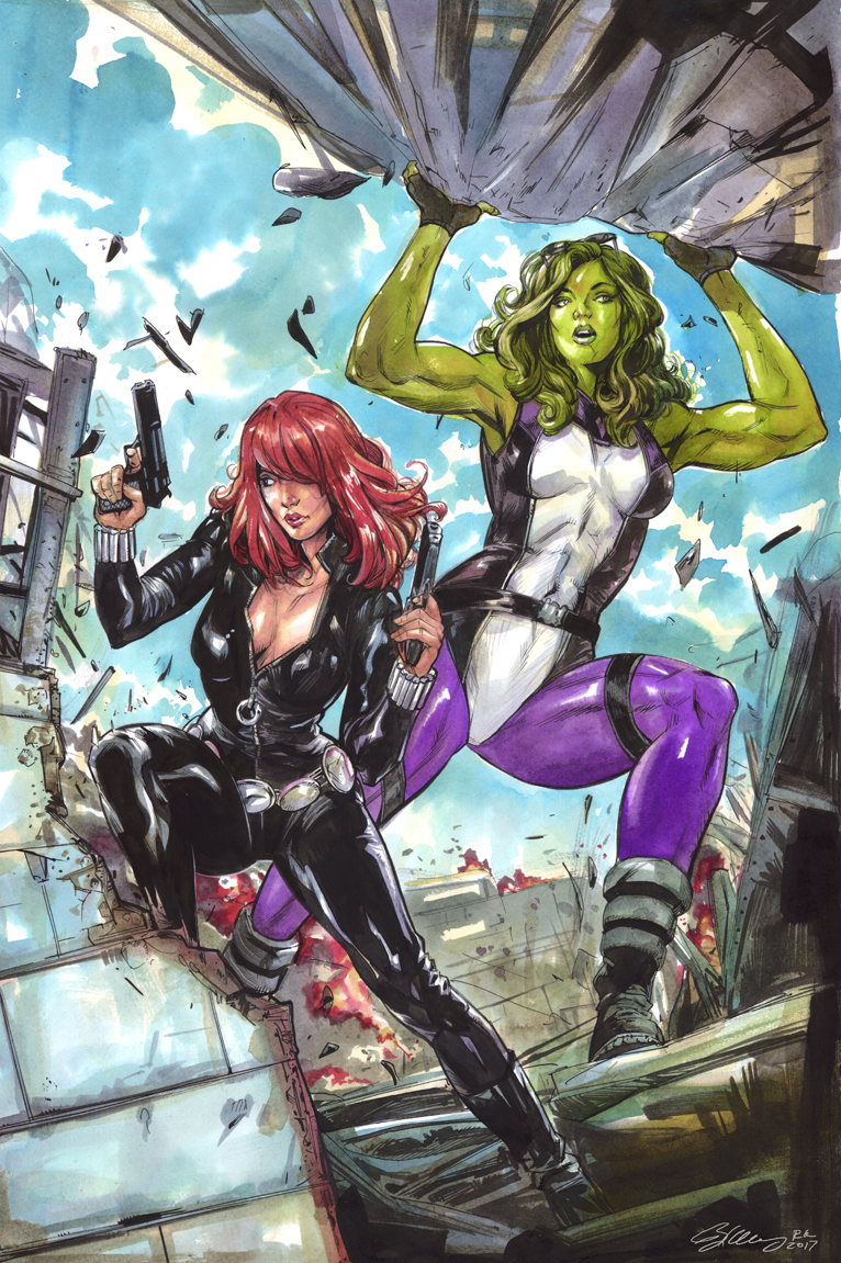 Black Widow and She Hulk.